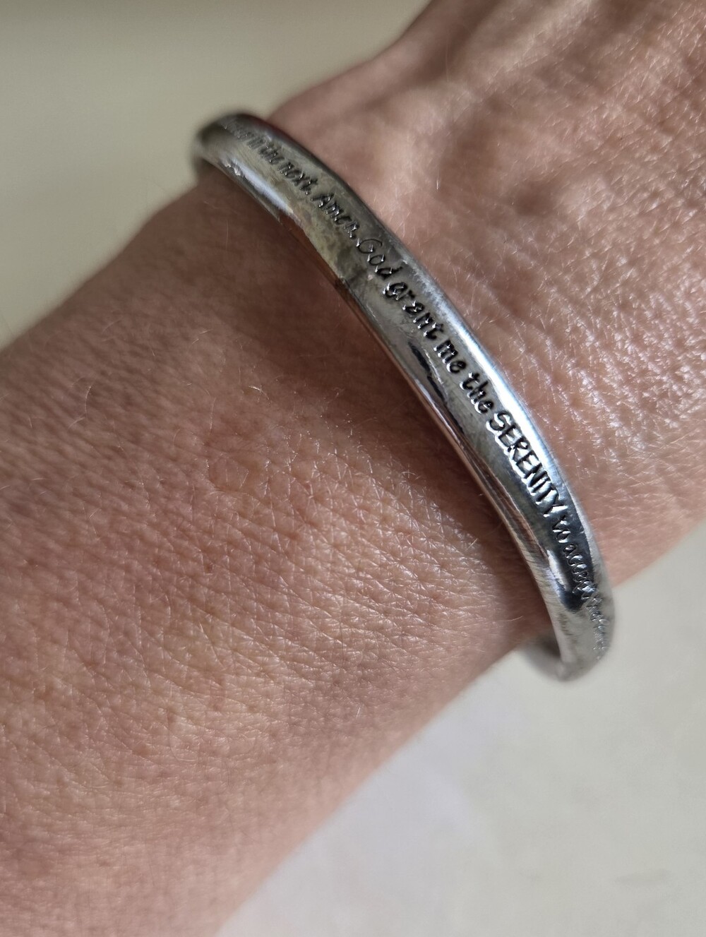 silver serenity prayer möbius engraved bangle bracelet
